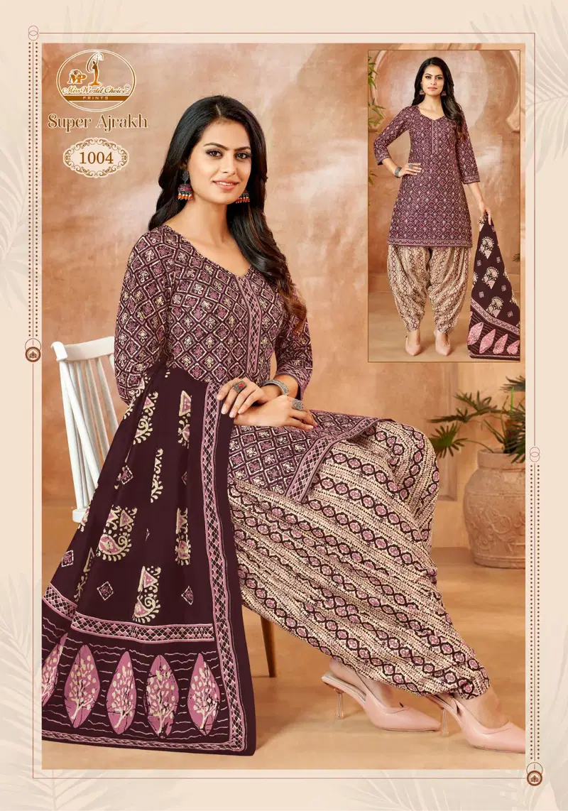 Super Ajrakh Vol 1 By Miss World Printed Cotton Dress Material Wholesale Shop In Surat